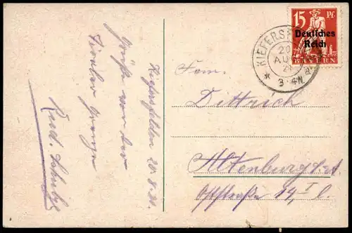 ALTE POSTKARTE KIEFERSFELDEN GEGEN DIE GEIGELSTEINGRUPPE PANORAMA TOTALANSICHT FREIMARKE ARBEITER Ansichtskarte postcard