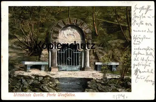 ALTE POSTKARTE WITTEKINDS QUELLE 1904 PORTA WESTFALICA Wittekindsquelle spring source postcard Ansichtskarte cpa AK