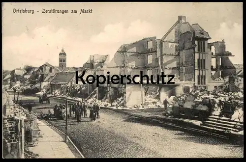 ALTE POSTKARTE ORTELSBURG ZERSTÖRUNGEN AM MARKT Ostpreussen Szczytno postcard Ansichtskarte cpa AK