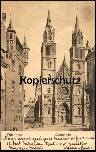 ALTE POSTKARTE NÜRNBERG LORENZKIRCHE Kirche church église postcard Ansichtskarte cpa AK