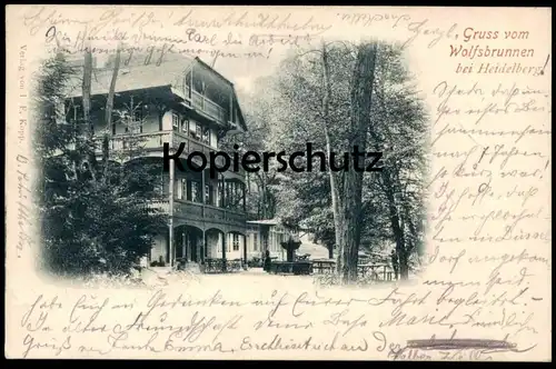 ALTE POSTKARTE GRUSS VOM WOLFSBRUNNEN BEI HEIDELBERG cpa AK Ansichtskarte postcard