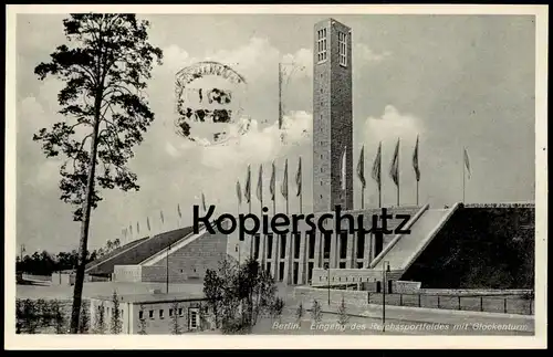 ALTE POSTKARTE BERLIN EINGANG DES REICHSSPORTFELDES MIT GLOCKENTURM Reichssportfeld Stadion cpa Ansichtskarte postcard