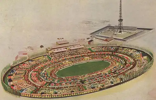 ALTE POSTKARTE TERRASSENGARTEN DER BERLINER SOMMERSCHAU 1932 SONNE LUFT UND HAUS FÜR ALLE BERLIN Ansichtskarte postcard