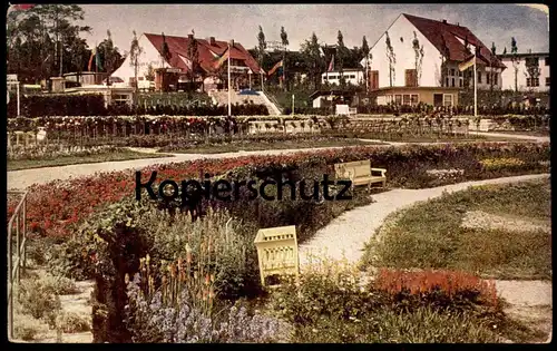 ALTE POSTKARTE BLICK AUF DEN TERRASSENGARTEN DES BERLINER AUSSTELLUNGSGEBÄUDE AM FUNKTURM SOMMERSCHAU BERLIN 1932 AK cpa