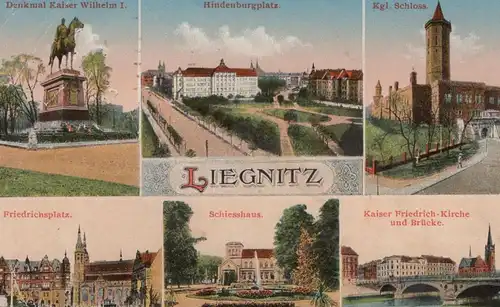 ALTE POSTKARTE LIEGNITZ SCHIESSHAUS HINDENBURGPLATZ FRIEDRICHSPLATZ DENKMAL SCHLOSS Legnica postcard Ansichtskarte cpa