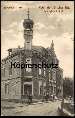 ALTE POSTKARTE GREVEN IN WESTFALEN HOTEL WESTFÄLISCHER HOF INHABER ALOIS FRÖLICH Gaststätte postcard Ansichtskarte cpa