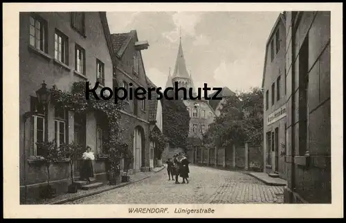 ALTE POSTKARTE WARENDORF LÜNIGERSTRASSE Lüningerstrasse Lüninger Str. Metzgerei Hermann Brune postcard Ansichtskarte cpa