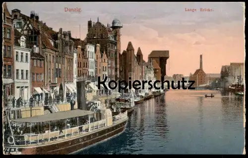 ALTE POSTKARTE DANZIG LANGE BRÜCKE SCHIFF Gdansk Polska Poland postcard Ansichtskarte cpa AK