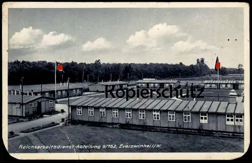 ALTE POSTKARTE REICHSARBEITSDIENSTABTEILUNG 9/162 EVERSWINKEL I. W. RAD Lager R.A.D. Reichsarbeitsdienst Abteilung AK