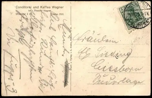 ALTE POSTKARTE MÜNSTER WESTFALEN KAFFEE WAGNER 1914 Café postcard Ansichtskarte cpa AK