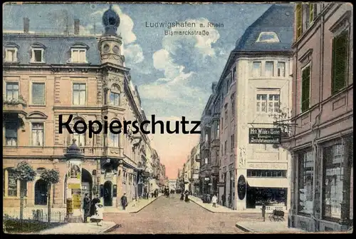 ALTE POSTKARTE LUDWIGSHAFEN AM RHEIN BISMARCKSTRASSE WILDE & SOHN INSTALLATIONSGESCHÄFT postcard Ansichtskarte cpa AK