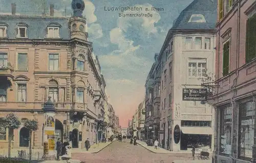 ALTE POSTKARTE LUDWIGSHAFEN AM RHEIN BISMARCKSTRASSE WILDE & SOHN INSTALLATIONSGESCHÄFT postcard Ansichtskarte cpa AK