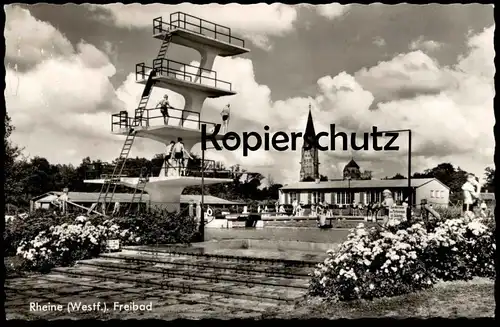 ALTE POSTKARTE RHEINE WESTFALEN FREIBAD 5 7,5 10 METER SPRUNGTURM Bad Schwimmbad piscine swimming pool postcard cpa AK