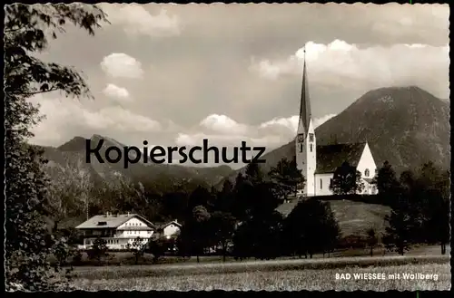 ÄLTERE POSTKARTE BAD WIESSEE MIT WALLBERG KIRCHE Berge church église AK postcard Ansichtskarte cpa