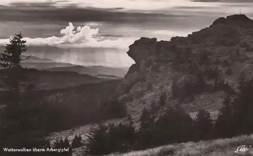 ALTE POSTKARTE WETTERWOLKEN ÜBERM ARBERGIPFEL ARBER BAYERISCH EISENSTEIN BODENMAIS Bayern Wetter weather clouds Wolken