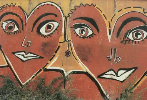ÄLTERE POSTKARTE BERLINER MAUER THE WALL LE MUR BERLIN FAUX PAS FOTO 1986 heart Herz coeur AK postcard Ansichtskarte cpa