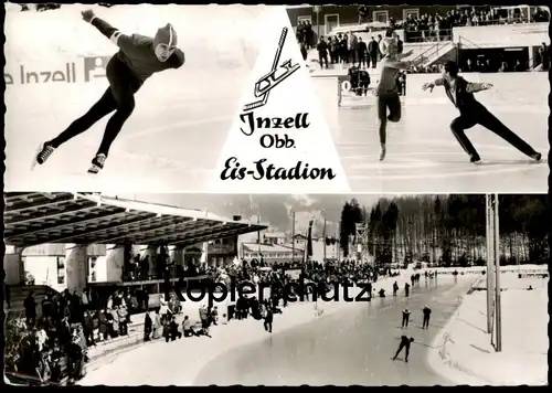 ALTE POSTKARTE INZELL BAYERN EIS-STADION EISSTADION Eislaufen ice skating patinage AK postcard Ansichtskarte cpa