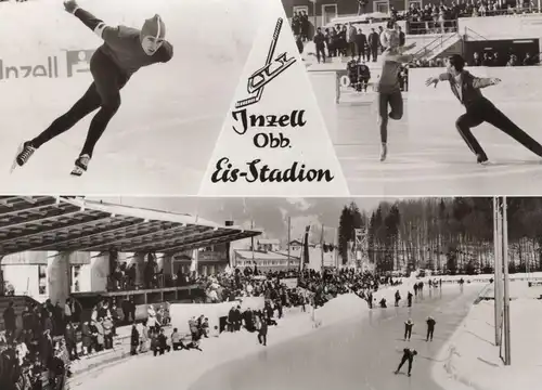 ALTE POSTKARTE INZELL BAYERN EIS-STADION EISSTADION Eislaufen ice skating patinage AK postcard Ansichtskarte cpa