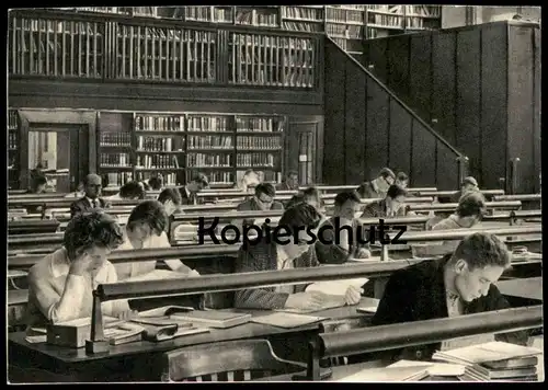 ALTE POSTKARTE LESESAAL DER DEUTSCHEN BÜCHEREI LEIPZIG Bibliothek library bibliotheque reading book Buch lesen postcard