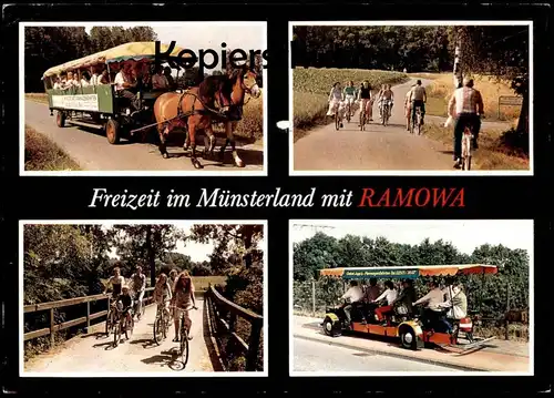 ÄLTERE POSTKARTE FREIZEIT IM MÜNSTERLAND MIT RAMOWA OSTAUSGANG HAUPTBAHNHOF MÜNSTER Hiltrup Ansichtskarte postcard cpa