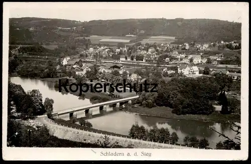 ALTE POSTKARTE SCHLADERN AN DER SIEG 1937 WINDECK PANORAMA MIT BAHNHOF Gesamtansicht station Ansichtskarte AK postcard