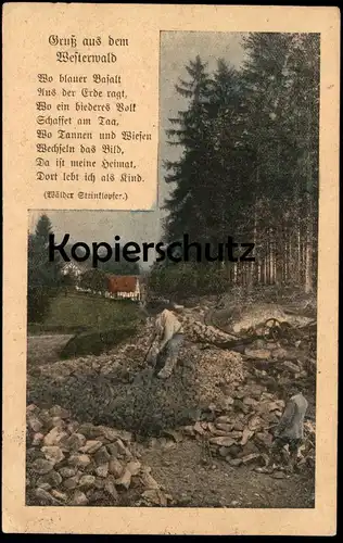 ALTE POSTKARTE GRUSS AUS DEM WESTERWALD WÄLDER STEINKLOPFER WEYERBUSCH Steineklopfer Stempel Höchstenbach Ansichtskarte