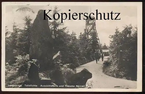 ALTE POSTKARTE TAFELFICHTE AUSSICHTSTURM THEODOR-KÖRNER-STEIN ISERGEBIRGE SUDETEN 1936 Ansichtskarte postcard