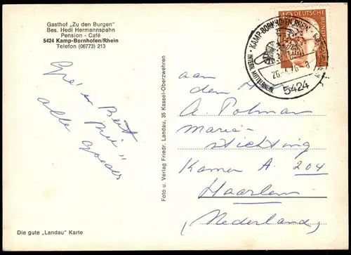 ÄLTERE POSTKARTE GASTHOF ZU DEN BURGEN KAMP-BORNHOFEN RHEIN LORELEY BRAUBACH RESTAURANT CAFÉ AK Ansichtskarte postcard
