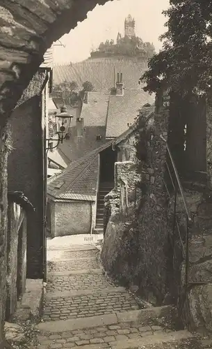 ALTE POSTKARTE COCHEM AN DER MOSEL TREPPEN MIT BLICK AUF BURG TORBOGEN CASTLE CHATEAU Ansichtskarte postcard pca AK