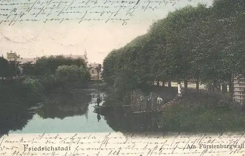 ALTE POSTKARTE FRIEDRICHSTADT AM FÜRSTENBURGWALL 1905 ANGLER fisher pêcheur Ansichtskarte postcard AK cpa