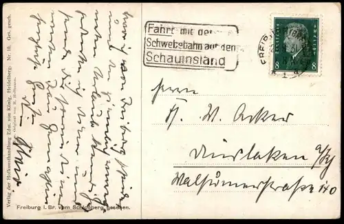 ALTE POSTKARTE FREIBURG IM BREISGAU VOM SCHLOSSBERG GESEHEN HEINRICH HOFFMANN HUND Boxer Schnauzer ? dog postcard cpa