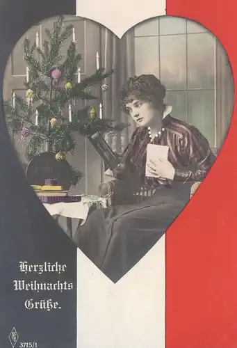 ALTE POSTKARTE HERZLICHE WEIHNACHTSGRÜSSE PATRIOTIK PORTRÄT SOLDAT WEIHNACHTSBAUM WEIHNACHTEN HERZ Ansichtskarte Plauen