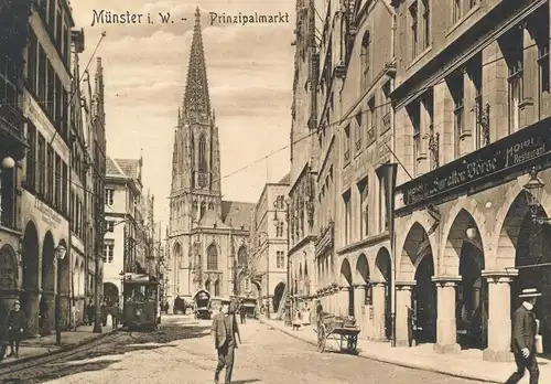 ALTE POSTKARTE MÜNSTER IN WESTFALEN PRINZIPALMARKT HOTEL RESTAURANT ZUR ALTEN BÖRSE Ansichtskarte postcard cpa AK