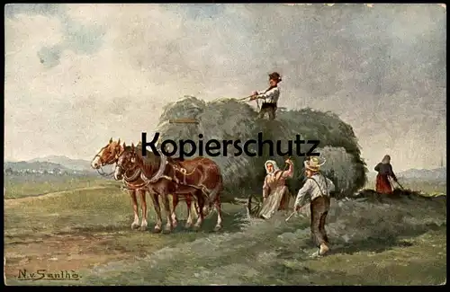 ALTE POSTKARTE N. VON SANTHO MIKLÓS HEUERNTE BAUERN ERNTE BLESSE Heuwagen harvest Ansichtskarte postcard cpa AK