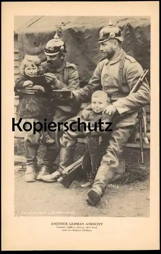 ALTE POSTKARTE MILITÄR 1. WELTKRIEG GERMAN ATROCITY SOLDAT PROPAGANDA KINDER KIND children Ansichtskarte postcard cpa AK