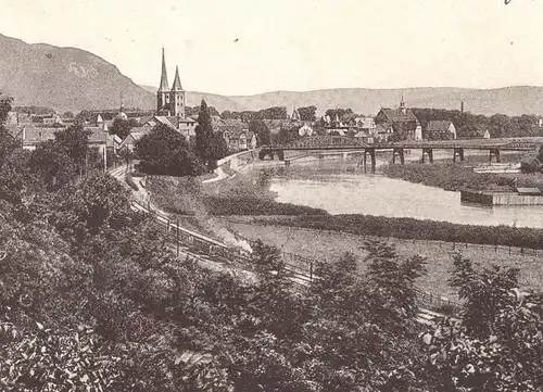ALTE POSTKARTE HÖXTER VOM FELSENKELLER GEDICHT DAMPFLOK BAHNSTRECKE ZUG Ansichtskarte postcard cpa AK