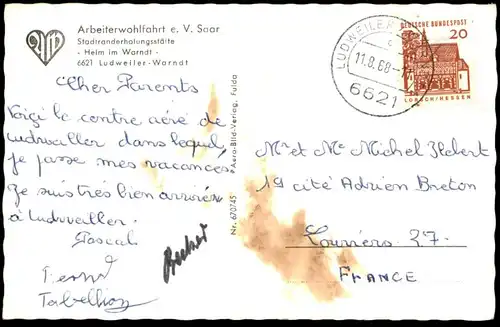 ÄLTERE POSTKARTE LUDWEILER-WARNDT STADTRANDERHOLUNGSSTÄTTE HEIM AWO SAAR Völklingen Ansichtskarte postcard cpa AK