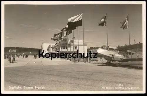 ALTE POSTKARTE STOCKHOLM BROMMA FLYGPLATS DRAGON AIRPLANE DE HAVILLAND D.H. 84 Doppeldecker Flughafen airport sweden AK