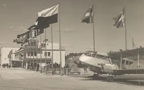 ALTE POSTKARTE STOCKHOLM BROMMA FLYGPLATS DRAGON AIRPLANE DE HAVILLAND D.H. 84 Doppeldecker Flughafen airport sweden AK