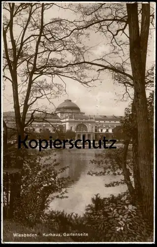 ALTE POSTKARTE WIESBADEN KURHAUS GARTENSEITE 1927 PANORAMA Ansichtskarte postcard cpa AK