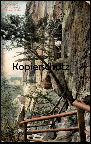 ALTE POSTKARTE KUHSTALL SCHNEIDERLOCH SÄCHSISCHE SCHWEIZ Frau woman climber Wanderin Bad Schandau Kirnitzschtal postcard