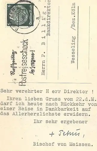 ALTE POSTKARTE BAUTZEN SPREEWEHR GESCHRIEBEN VOM BISCHOF VON MEISSEN PETRUS LEGGE VERFASSER 1938 bishop Autogramm AK cpa