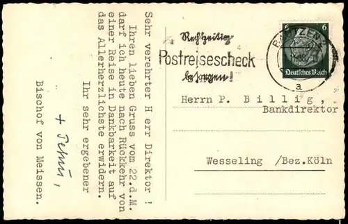 ALTE POSTKARTE BAUTZEN SPREEWEHR GESCHRIEBEN VOM BISCHOF VON MEISSEN PETRUS LEGGE VERFASSER 1938 bishop Autogramm AK cpa