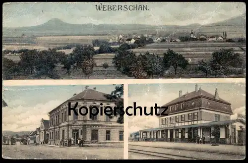 ALTE POSTKARTE WEBERSCHAN FRANZ MATKAY BAHNHOF Brvany Saaz Sudeten Sudetengau station gare ceska republika czech cpa AK