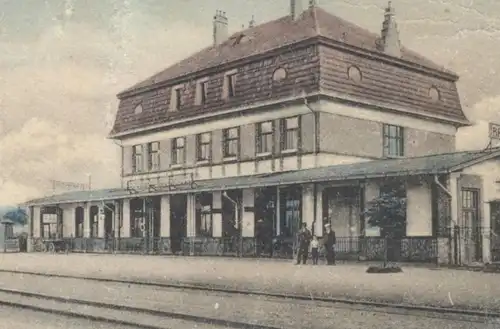 ALTE POSTKARTE WEBERSCHAN FRANZ MATKAY BAHNHOF Brvany Saaz Sudeten Sudetengau station gare ceska republika czech cpa AK