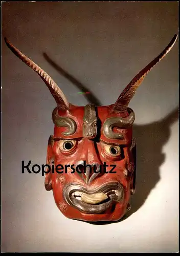 ÄLTERE POSTKARTE PERCHTENMASKE TIROL ODER SALZBURG BAYERISCHES NATIONALMUSEUM MÜNCHEN Teufel devil diable Krampus mask