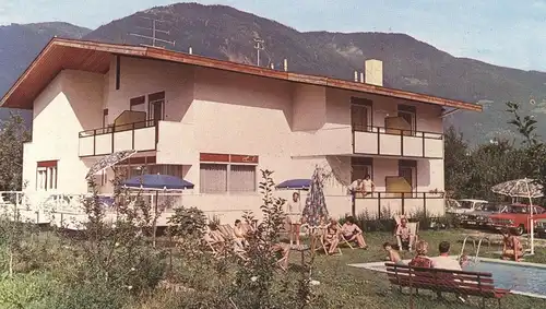 ÄLTERE POSTKARTE LANA BEI MERAN HAUS MARTHA INNERHOFER Opel Schwimmbecken piscine swimming pool Ansichtskarte postcard