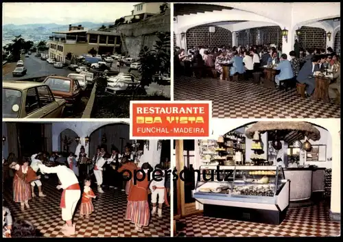 ÄLTERE POSTKARTE SAO GONCALO RESTAURANTE BOA VISTA FUNCHAL MADEIRA VW KÄFER OPEL Tanz dance Ansichtskarte postcard