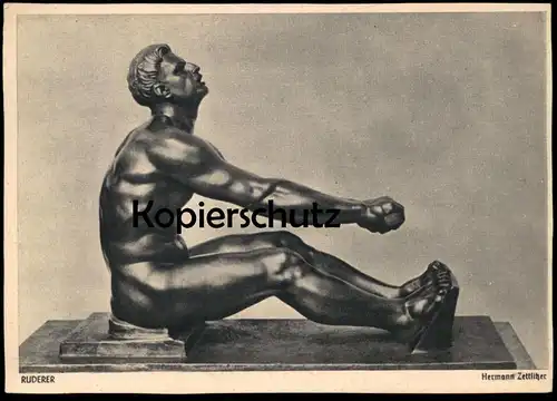 ALTE POSTKARTE HERMANN ZETTLITZER RUDERER 1942 DEUTSCHE PLASTIK Bildhauer sculpteur nude man postcard cpa AK