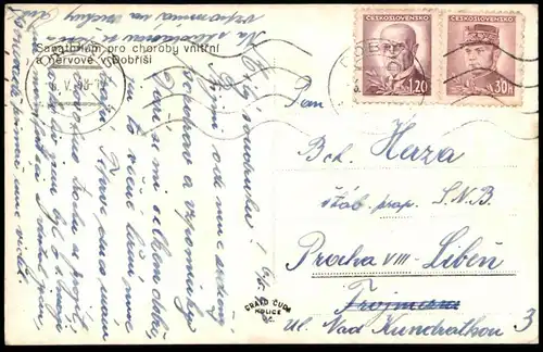 ALTE POSTKARTE DOBRISI SANATORIUM FÜR NERVENKRANKHEITEN 1948 Tschechische Republik Ansichtskarte cpa postcard AK